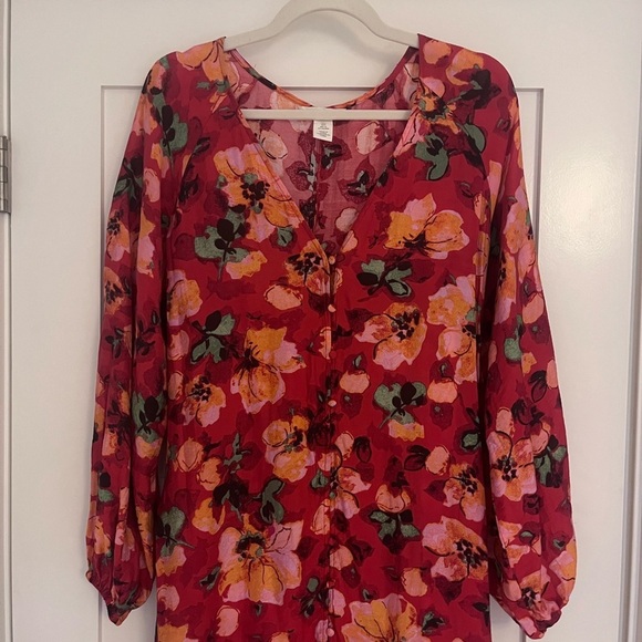 H&M TIE-BELT BALLOON-SLEEVED DRESS Sz SM - Picture 6 of 10